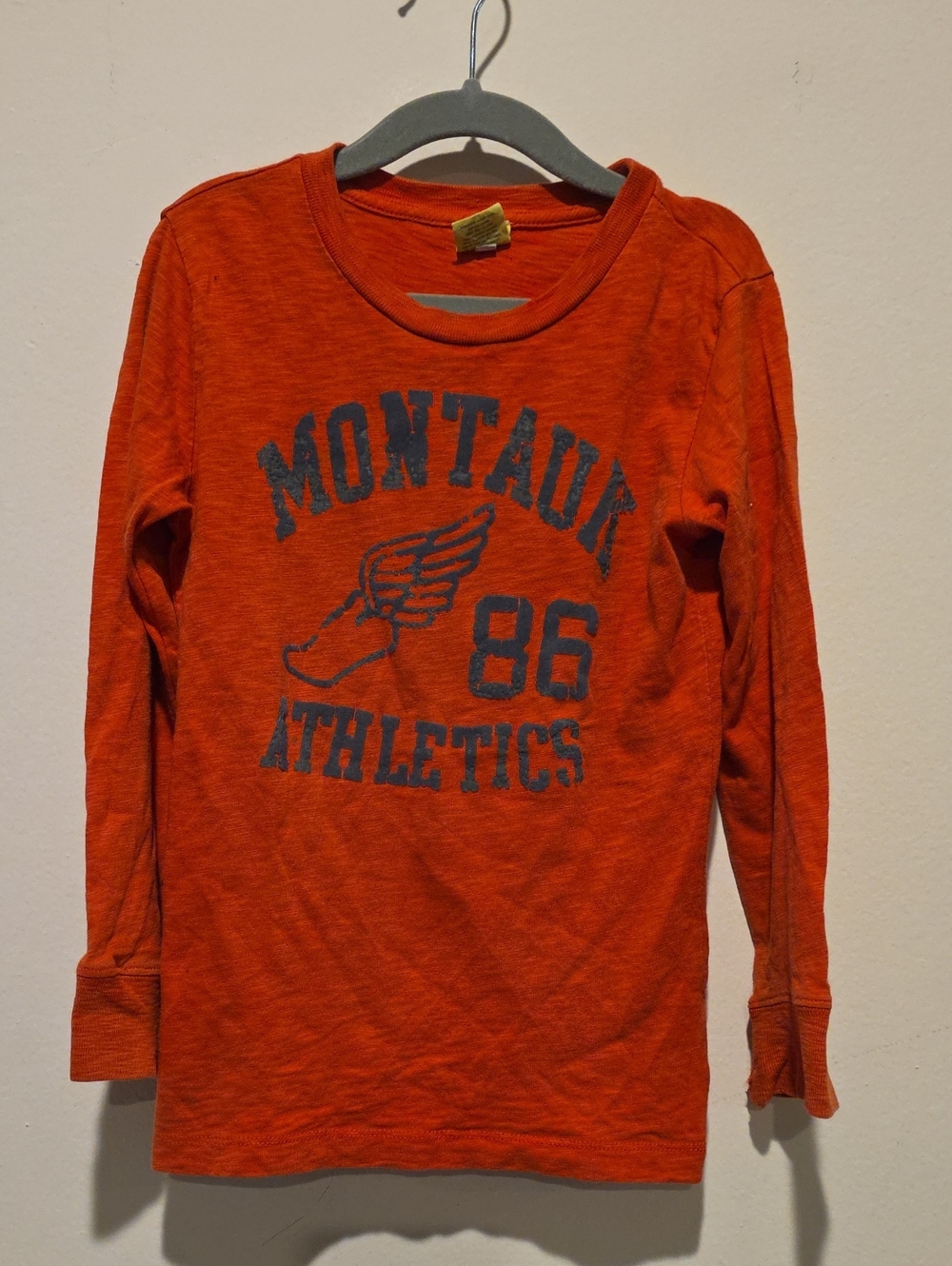 Crew Cuts J Crew Size 4 5 Montauk Athletics Orange Long-Sleeve Kids Tee
